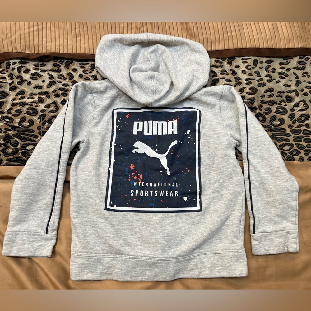 Puma Light Gray Zip-Up Hoodie Sz 6